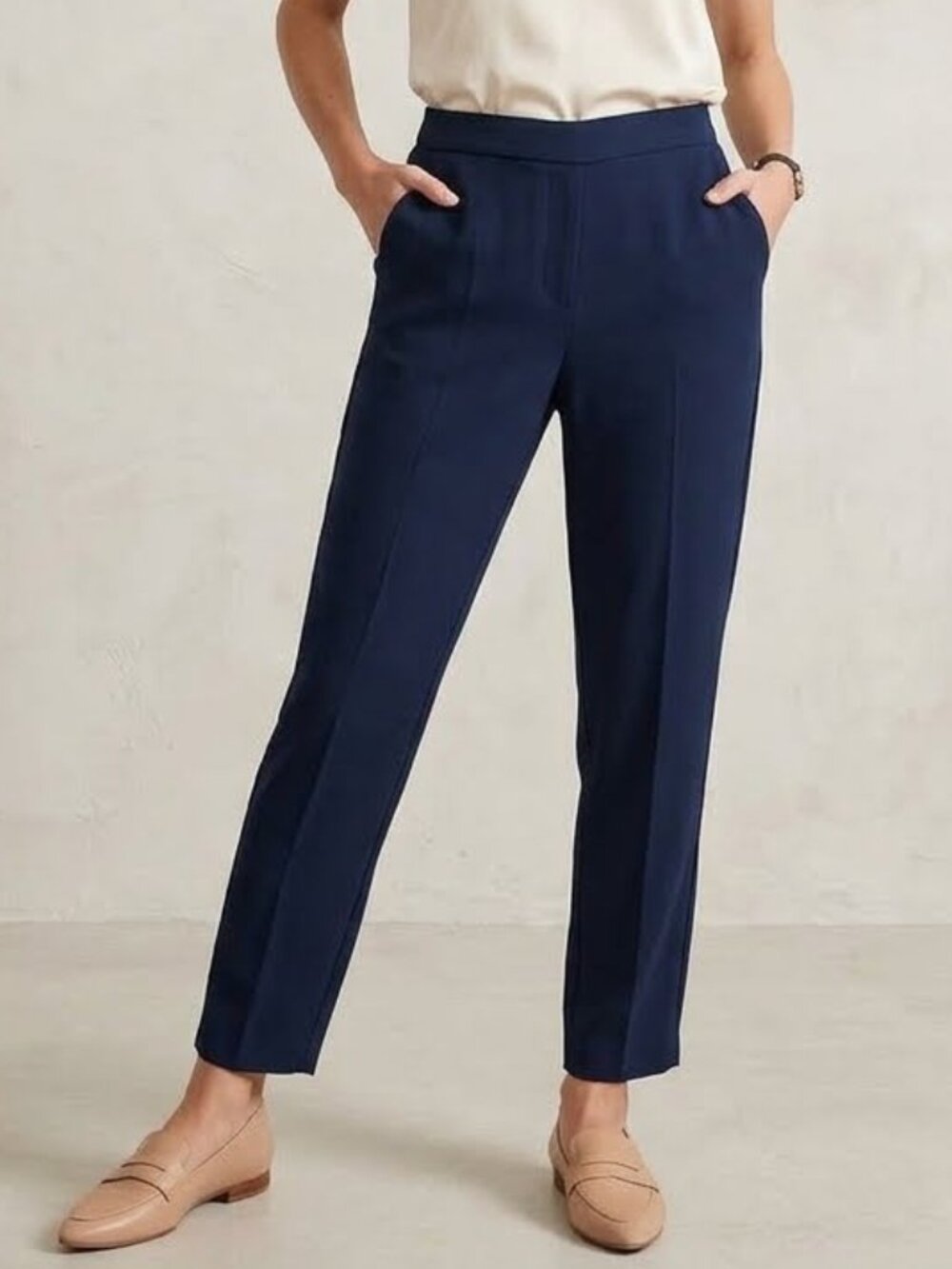 J. Crew Navy Blue Drapey Pull On Pant Size 2